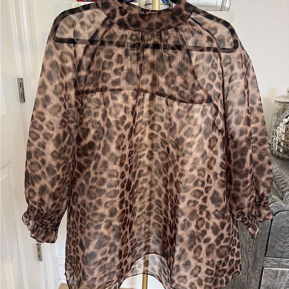 Leopard Print Organza Women's Top by Daniel Rainn for Anthropologie